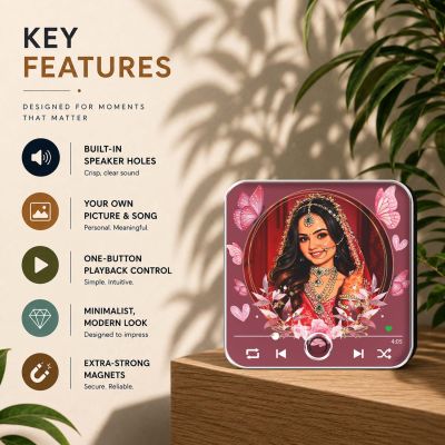 Gift for Bride Personalized Musical Fridge Magnet Custom with Photo & Song Indian Bride Wedding Gift for Sister & Bestie Bridal Shower Gift